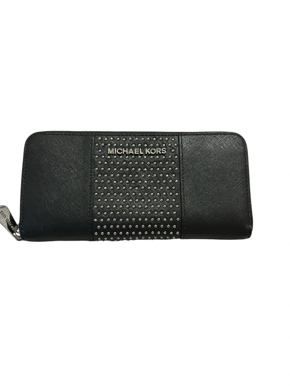 Michael Kors Black Saffiano Leather Micro-Stud Continental Wallet